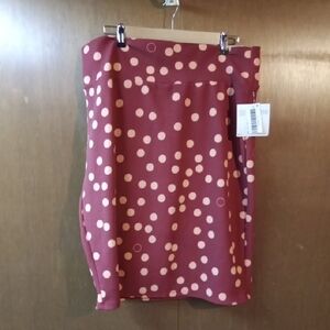 LuLaRoe Mini Skirt - Burgundy and Peach Polka Dots